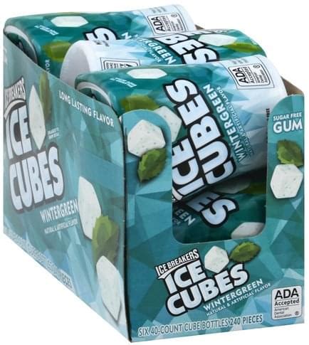 Ice Breakers Sugar Free Wintergreen Ice Cubes Gum Ea Nutrition