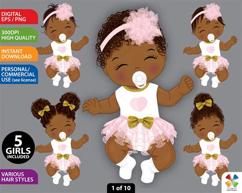 Sleeping Black Baby Clipart Vector Newborn Ruffled Diaper - Etsy