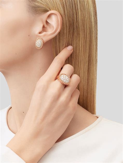 Perlée diamonds密镶钻石耳环 18K玫瑰金 钻石 梵克雅宝 Van Cleef Arpels