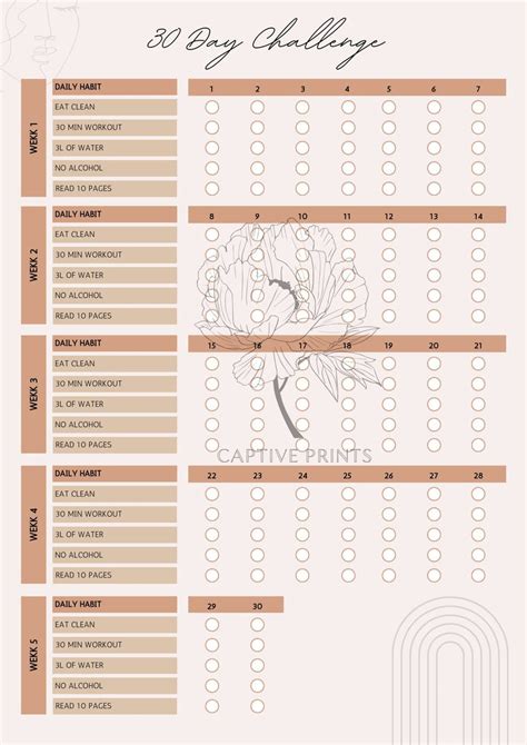 Day Challenge Tracker Printable Version Etsy