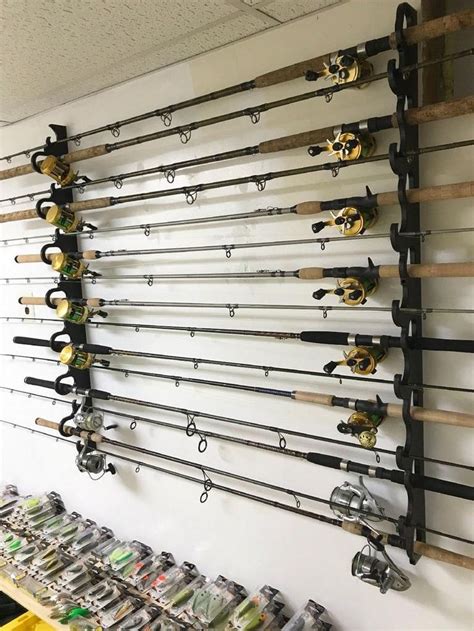 15 Deluxe Fishing Rod Pole Reel Holder Garage Wall Mount Rack Organizer ...