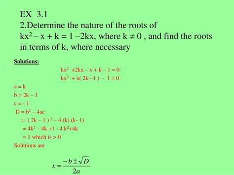 PPT Solutions Kx 2 2kx X K 1 0 Kx 2 X 2k 1 1 0 A