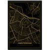 Panorama Cuadro De Aluminio Mapa Oro De Amsterdam X Cm Impreso En