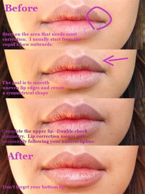 Fuller More Even Lips Tutorial With Nyx Nude Beige Lipliner Dupe For