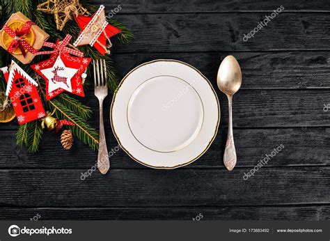 Christmas Table Decoration Christmas Dinner Plate Cutlery Decorated