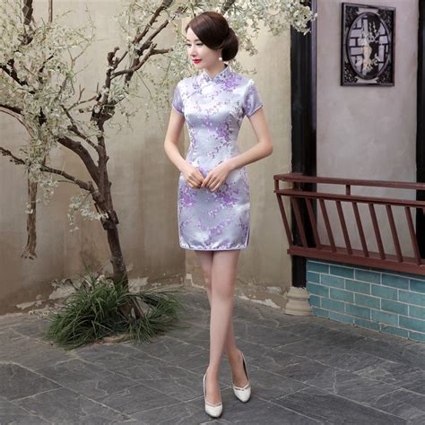 Chinese Dress Qipao For Women Plum Blossom Short Cheongsam Red