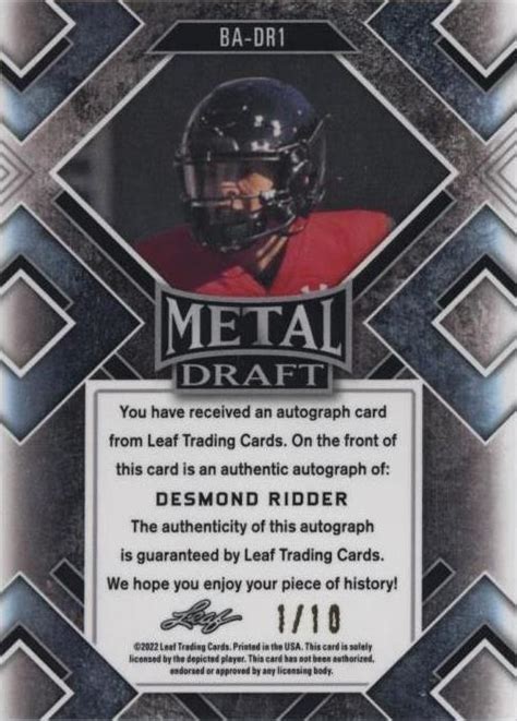 2022 Leaf Metal Draft Desmond Ridder BA DR1 For Sale EBay