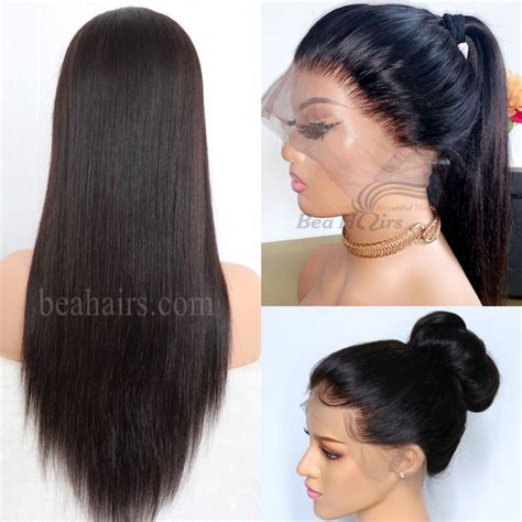 In Stock Brazilian Virgin Natural Color Silky Straight Full Lace Wig