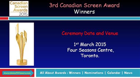 2015 Canadian Screen Award Winners YouTube