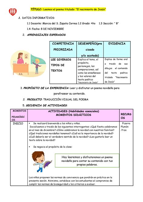8 de noviembre com - COMUNICACION - TÍTULO: Leemos el poema titulado