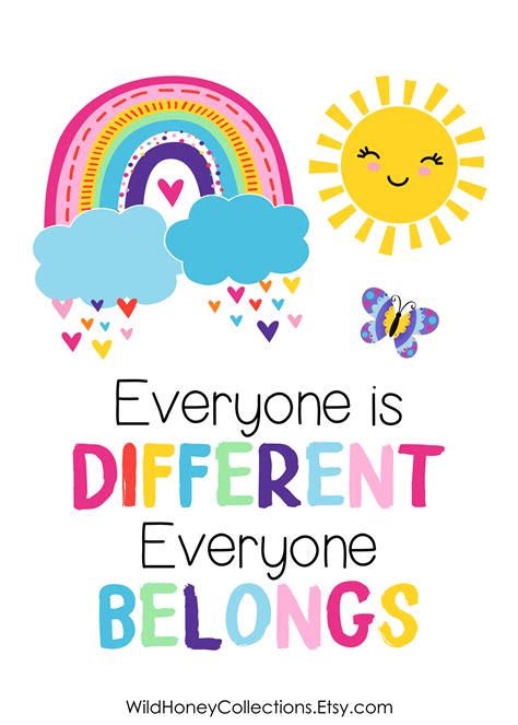 Everyone Is Different Everyone Belongs Printable Kids Room Etsy In