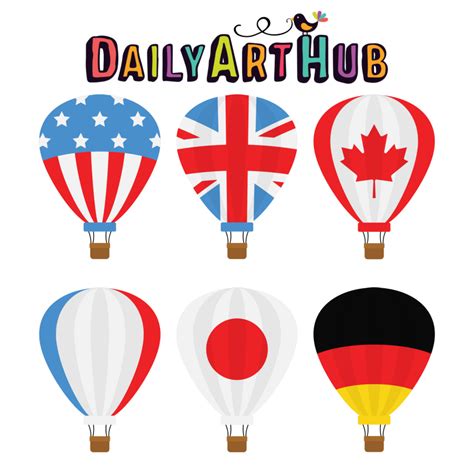 Hot Air Balloon Flags Clip Art Set Daily Art Hub Graphics