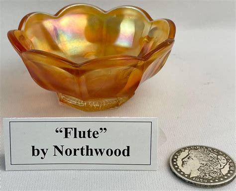 Lot Antique Northwood Carnival Glass Flute Marigold Small Bowl 475 Diameter