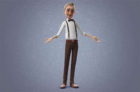 Cartoon Old Man Rigged D Model Rigged Cgtrader