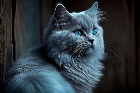 Premium Photo | A blue eyed cat with a dark background