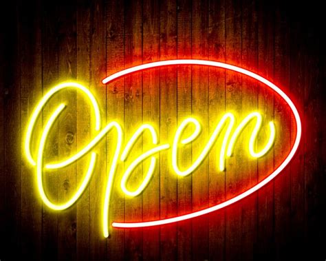 Open Sign LED Neon Sign Wall Light - Two Color / Green + Yellow in 2022 ...