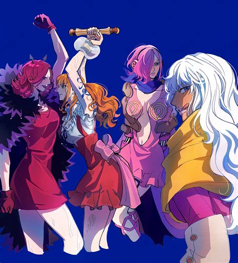 nami, vinsmoke reiju, charlotte smoothie, and charlotte galette (one