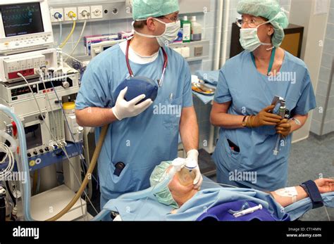 Anesthesiology At Induction Of Anesthesia In The Operating Room Stock