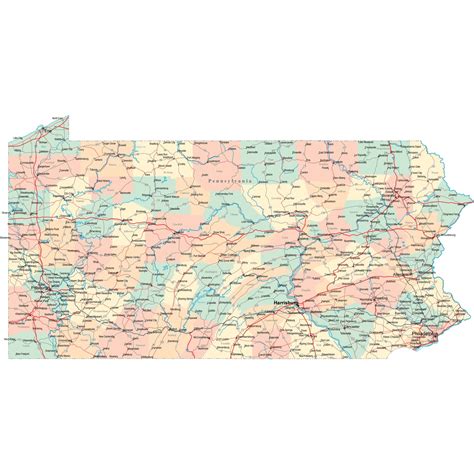 Pennsylvania County Map With Roads - Topographic Map World