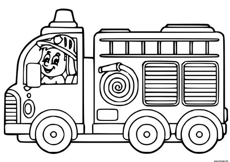 Coloriage Camion De Pompier Maternelle Facile Dessin Pompier à imprimer