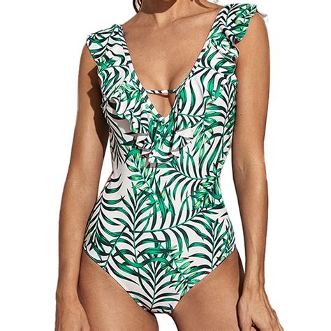 Fsqjgq Womens 1 Piece Swimsuits Slim Fitting Backless Printed Boho