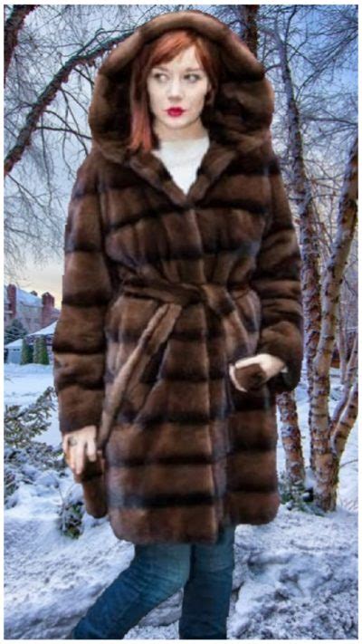 Plus Size Classic Mahogany Mink Fur Jacket 99113 MARC KAUFMAN FURS