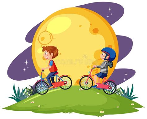 Astronomy Kids in Cartoon Style Stock Vector - Illustration of night ...