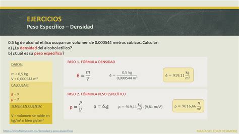 FÍSICA EJERCICIOS DENSIDAD PESO ESPECÍFICO