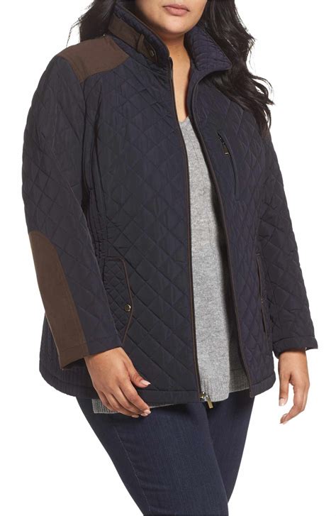 Main Image Gallery Insulated Jacket Plus Size Quilted Jacket Stand Collar Faux Suede