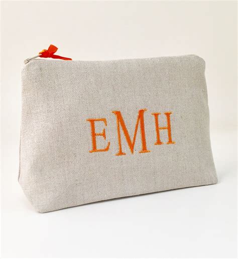 Personalized Linen Cosmetic Bag Linen Clutch Monogrammed Etsy