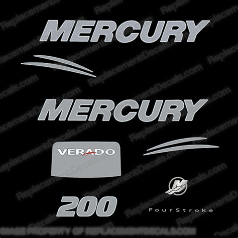 Mercury Hp Verado Fourstroke Decal Kit Chrome Silver