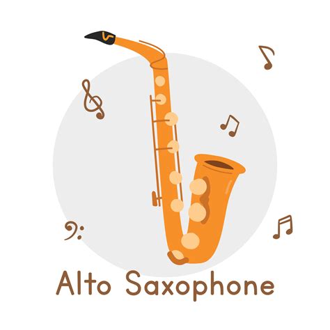 Alto Saxophone Clipart Cartoon Style Simple Cute Golden Saxophone