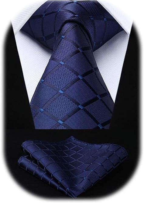 Hisdern Extra Long Ties For Men Plaid Checkered Tie Handkerchief Woven