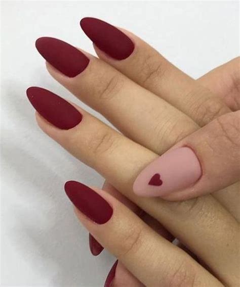 Matte Red Almond Nails