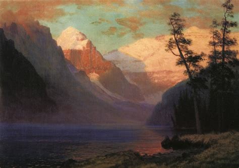 Evening Glow At Lake Louise Rocky Mountains Canada Albert Bierstadt