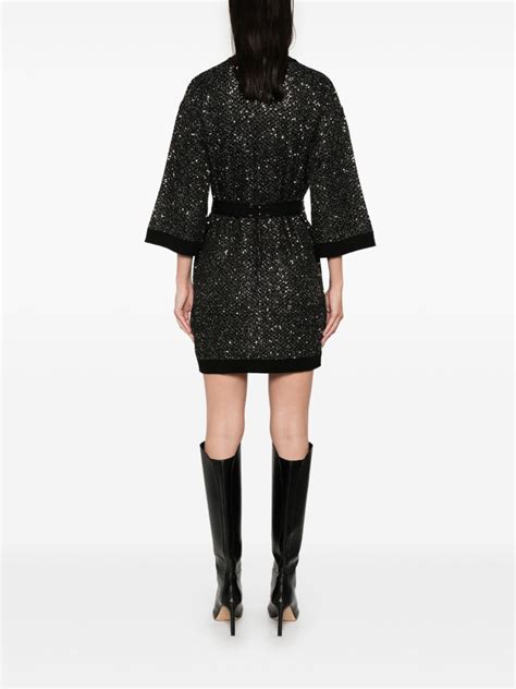 Elisabetta Franchi Sequin Embellished Mini Dress Black Farfetch