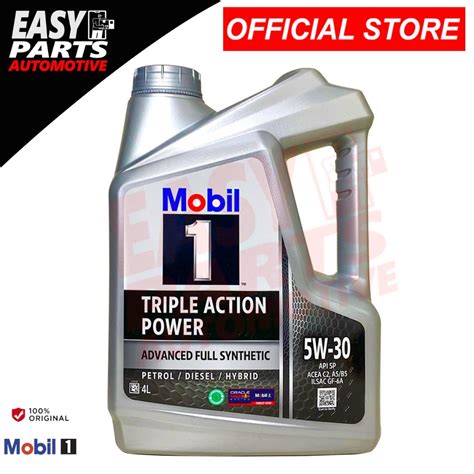 Mobil 1 Triple Action Power 5w 30 Acea A5b5 Api Sp Ilsac Gf 6a Fully Synthetic 4l Shopee