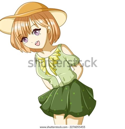 Anime Girl Short Hair Wearing Hat Stock Illustration 2276055455 Shutterstock