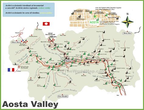 Aosta Valley tourist map - Ontheworldmap.com