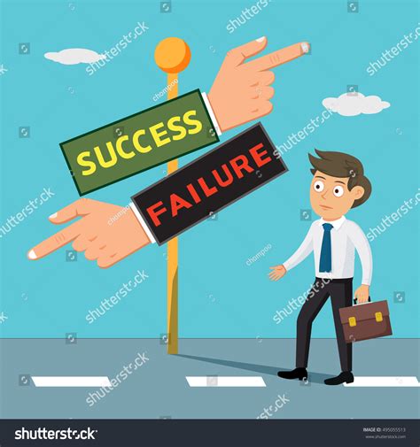 Businessman Direction Sign Success Failure Vector Stock Vector Royalty