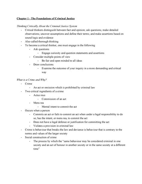 Cc Module Exam Notes Chapter The Foundations Of Criminal