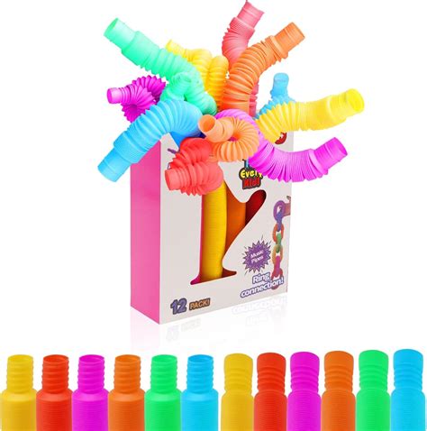 12pzs Pop Tubes Fidget Toys para Niños Tubos de Juguete Sensorial