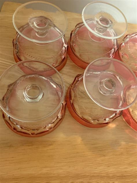 Tiffin Kings Crown Ruby Red Flash Thumbprint Set Of 8 Sherbet Dessert Glasses Ebay