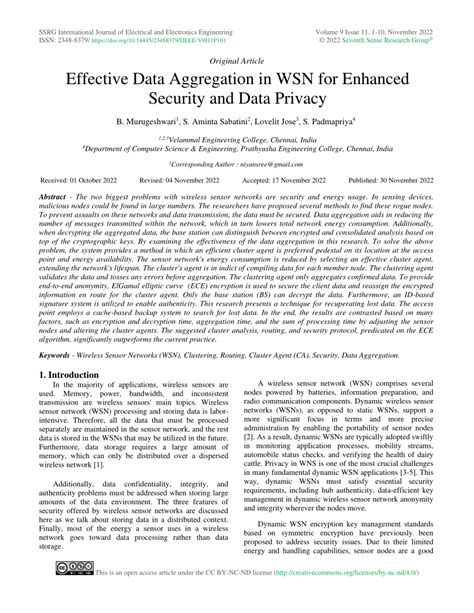 Pdf Effective Data Aggregation In Wsn For Enhanced Security And Data