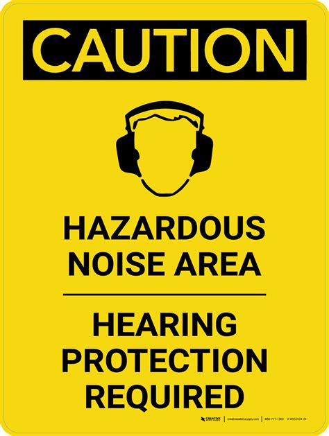 Caution Ppe Hazardous Noise Area Hearing Protection Required Portrait