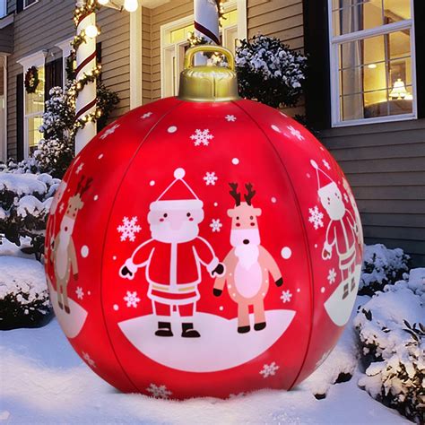 Amazon Light Up Pvc Inflatable Christmas Ball Dftrt Inch Large