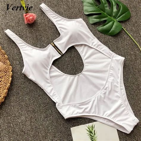 Vertvie One Piece Swimsuits Backless Cool Bikinis Bodysuits Zipper