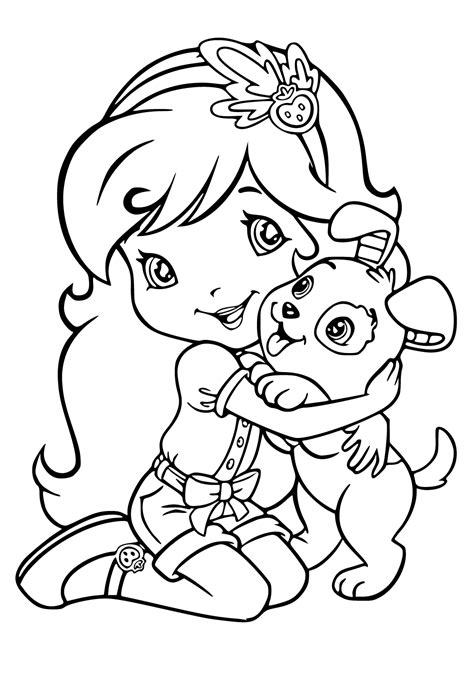 Free Printable Strawberry Shortcake Puppy Coloring Page Sheet And