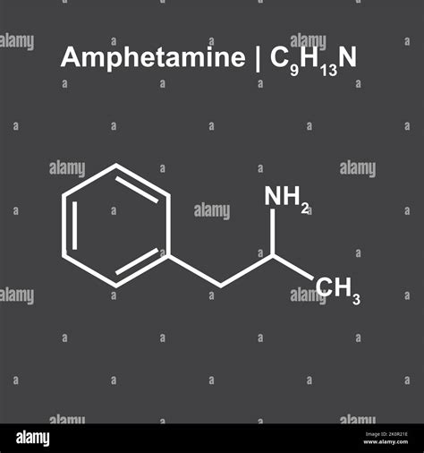 Estructura Química De La Molécula De Anfetamina C9h13n Ilustración