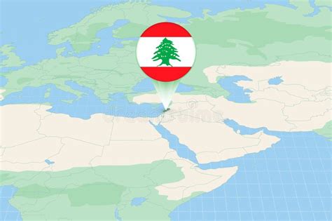 Kaart Afbeelding Van Libanon Met De Vlag Cartografische Illustratie